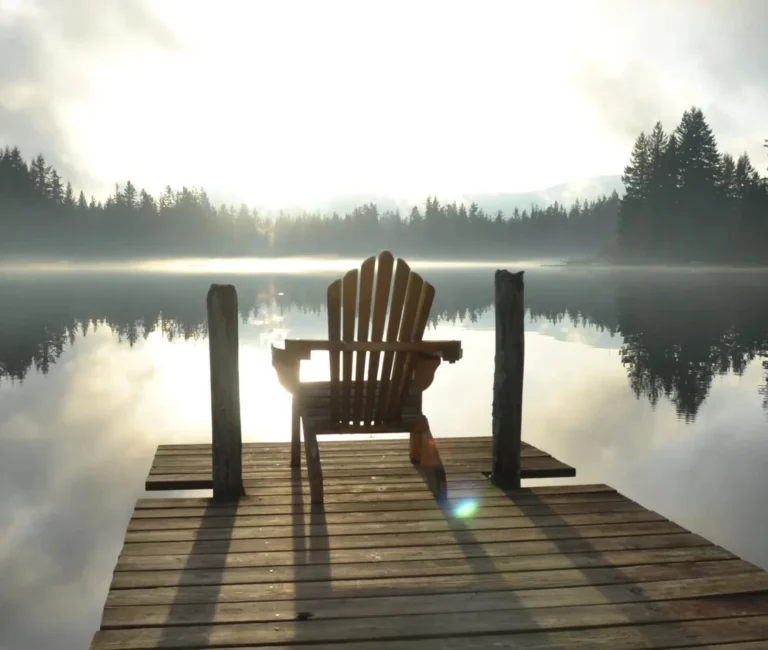 Chair on Dock at Alice Lake in Late Afternoon